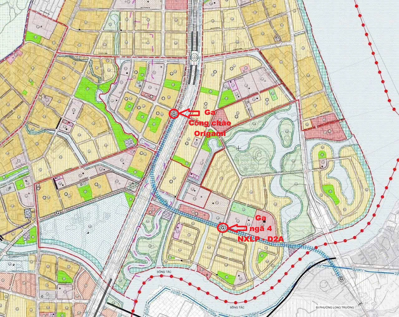 Metro số 7 đi qua VinHomes Grand Park (trạm ngay cổng chào Origami và ngã 4 NXLP - D2A)
