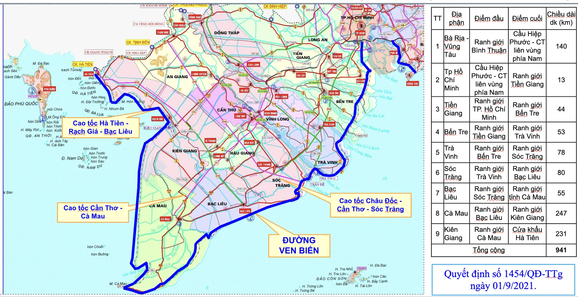 Quy hoạch tuyến đường ven biển phía Nam. Ảnh: Sở Giao thông công chánh TP.HCM.
