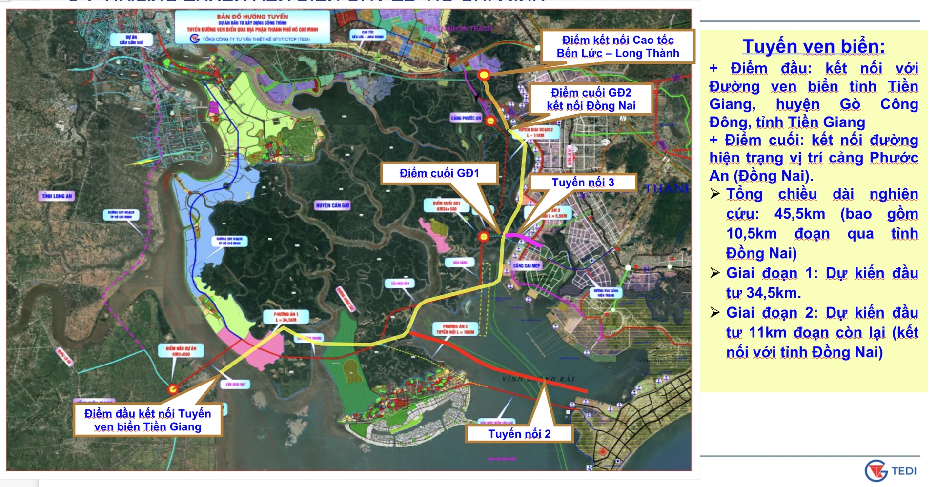 Hướng tuyến đường ven biển qua TP.HCM